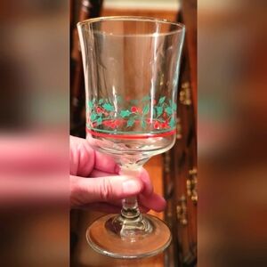 Vintage Arby's Holly Berry Christmas glass stemware
